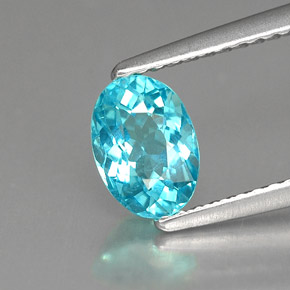 0.89캐럿 천연 라이트 블루 아파타이트, 타원형 컷, 7.1×5.1 mm, VVS-VS