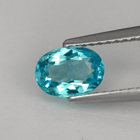 0.88캐럿 천연 라이트 블루 아파타이트, 타원형 컷, 7.1×5.1 mm, VS