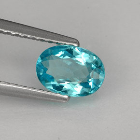 0.88캐럿 천연 라이트 블루 아파타이트, 타원형 컷, 7.1×5.1 mm, VS
