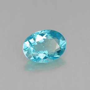 0.88캐럿 천연 라이트 블루 아파타이트, 타원형 컷, 7.1×5.2 mm, VS