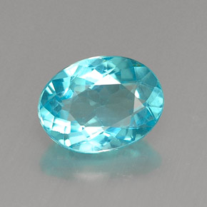 1.26캐럿 천연 라이트 블루 아파타이트, 타원형 컷, 7.6×5.8 mm, VVS-VS