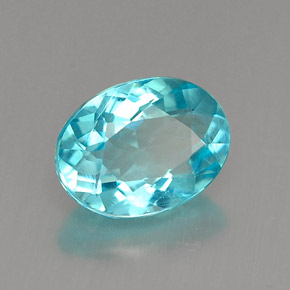 1.26캐럿 천연 라이트 블루 아파타이트, 타원형 컷, 7.6×5.8 mm, VVS-VS