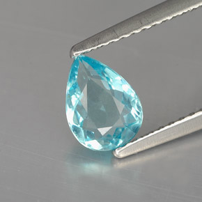 0.75캐럿 천연 라이트 블루 아파타이트, 배 모양, 7.3×5.4 mm, VVS-VS