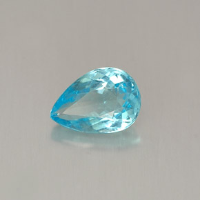 0.67캐럿 천연 라이트 블루 아파타이트, 배 모양, 6.8×4.8 mm, VVS-VS