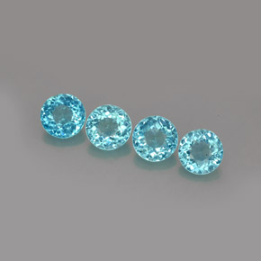 캐럿 천연 라이트 블루 아파타이트 보석, 라운드 컷, 5.56 mm, VS