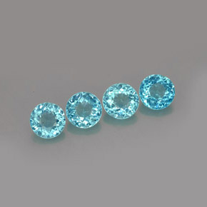 캐럿 천연 라이트 블루 아파타이트 보석, 라운드 컷, 5.56 mm, VS