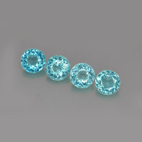 캐럿 천연 라이트 블루 아파타이트 보석, 라운드 컷, 5.54 mm, VS