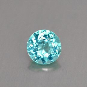 0.60캐럿 천연 라이트 블루 아파타이트, 라운드 컷, 5.35 mm, VS