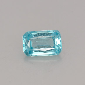 0.76캐럿 천연 라이트 블루 아파타이트, 에메랄드 컷, 6.6×4.3 mm, VS