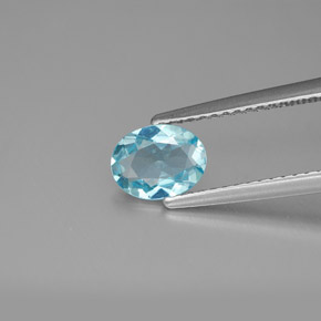 0.72캐럿 천연 라이트 블루 아파타이트, 타원형 컷, 7×5.4 mm, VVS-VS