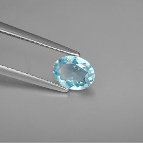 0.72캐럿 천연 라이트 블루 아파타이트, 타원형 컷, 7×5.4 mm, VVS-VS