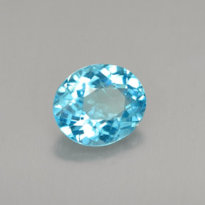 1.02캐럿 천연 라이트 블루 아파타이트, 타원형 컷, 7×6 mm, VS