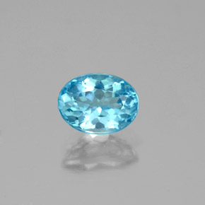 0.96캐럿 천연 라이트 블루 아파타이트, 타원형 컷, 7×5.2 mm, VS