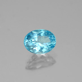 0.96캐럿 천연 라이트 블루 아파타이트, 타원형 컷, 7×5.2 mm, VS