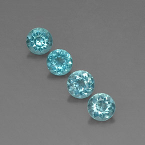 캐럿 천연 라이트 블루 아파타이트 보석, 라운드 컷, 4.13 mm, VVS-VS
