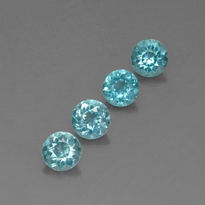 캐럿 천연 라이트 블루 아파타이트 보석, 라운드 컷, 4.13 mm, VVS-VS