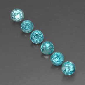 캐럿 천연 라이트 블루 아파타이트 보석, 라운드 컷, 4.22 mm, VVS-VS