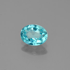 0.51캐럿 천연 라이트 블루 아파타이트, 타원형 컷, 6×4.6 mm, VVS-VS
