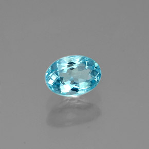 0.57캐럿 천연 라이트 블루 아파타이트, 타원형 컷, 5.8×4.1 mm, VS