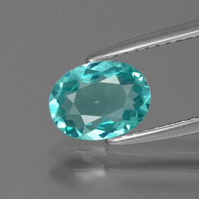 1.08캐럿 천연 그린 블루 아파타이트, 타원형 컷, 8.1×6.1 mm, VS