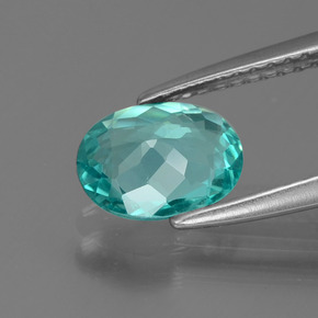 1.08캐럿 천연 그린 블루 아파타이트, 타원형 컷, 8.1×6.1 mm, VS