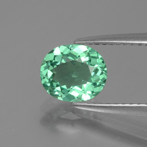 1.17캐럿 천연 그린 아파타이트, 타원형 컷, 7.1×6.2 mm, VVS-VS