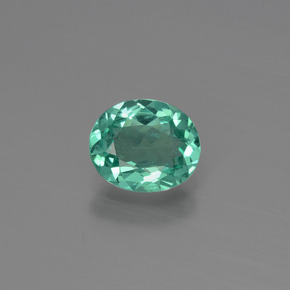 0.88캐럿 천연 블루 그린 아파타이트, 타원형 컷, 7×5.8 mm, VS