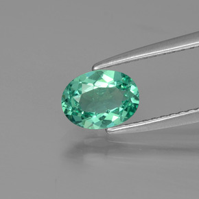 0.77캐럿 천연 그린 아파타이트, 타원형 컷, 7.1×5.3 mm, VS