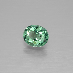 0.74캐럿 천연 블루 그린 아파타이트, 타원형 컷, 6.2×5.2 mm, VVS-VS