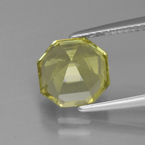 3.22캐럿 천연 녹빛 옐로우 아파타이트, 에메랄드 컷, 8.8×8.7 mm, VS