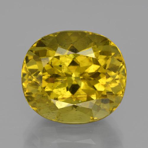 11.65캐럿 천연 황색을 띠는 금 아파타이트, 타원형 컷, 14.7×13 mm, VS-SI
