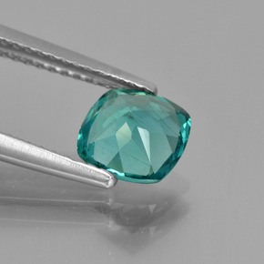 1.28캐럿 천연 블루 그린 아파타이트, 쿠션 컷, 6.8×6.5 mm, VS