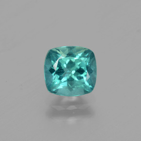 1.23캐럿 천연 블루 그린 아파타이트, 쿠션 컷, 6.4×6.1 mm, VS