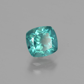 1.23캐럿 천연 블루 그린 아파타이트, 쿠션 컷, 6.4×6.1 mm, VS