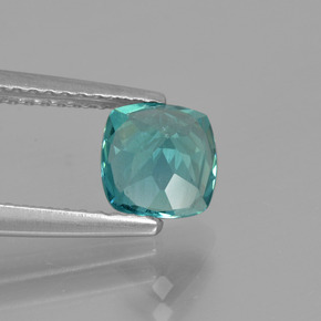 1.23캐럿 천연 블루 그린 아파타이트, 쿠션 컷, 6.4×6.1 mm, VS