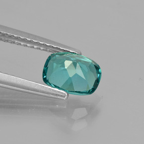 1.17캐럿 천연 블루 그린 아파타이트, 쿠션 컷, 7.2×5.4 mm, VS
