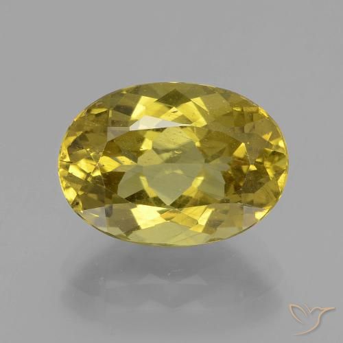 4.54ct 자연스러운 미디엄 옐로우 인회석, 타원형, VS