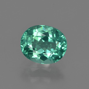 1.12캐럿 천연 블루 그린 아파타이트, 타원형 컷, 7.1×5.9 mm, VVS-VS