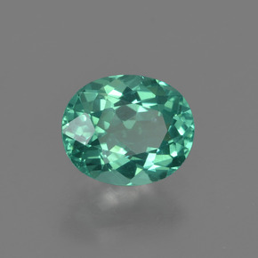 1.12캐럿 천연 블루 그린 아파타이트, 타원형 컷, 7.1×5.9 mm, VVS-VS