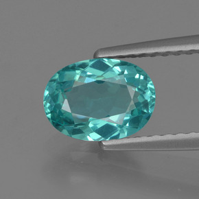 1.14캐럿 천연 그린 블루 아파타이트, 타원형 컷, 7.8×5.7 mm, VVS-VS