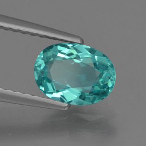 1.14캐럿 천연 그린 블루 아파타이트, 타원형 컷, 7.8×5.7 mm, VVS-VS