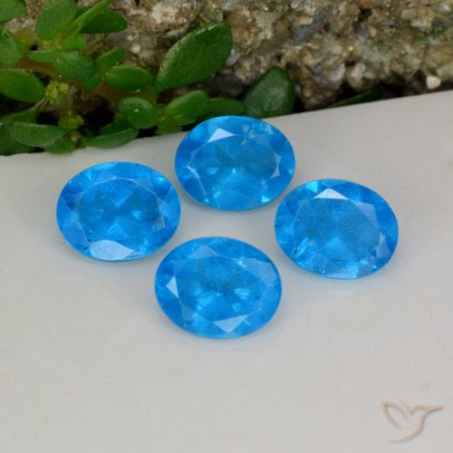 1.44캐럿 천연 인텐스 블루 아파타이트 보석, 타원형 컷, 5.1×4.1 mm, VS-SI