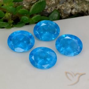 1.44캐럿 천연 인텐스 블루 아파타이트 보석, 타원형 컷, 5.1×4.1 mm, VS-SI