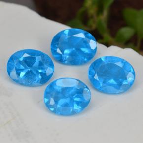 1.33캐럿 천연 인텐스 블루 아파타이트 보석, 타원형 컷, 4.9×4 mm, VS-SI