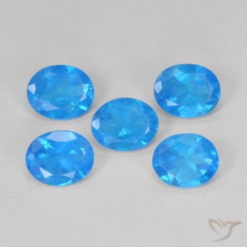 1.82캐럿 천연 미디엄 블루 아파타이트 보석, 타원형 컷, 5×4 mm, VS-SI