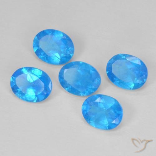 1.82캐럿 천연 미디엄 블루 아파타이트 보석, 타원형 컷, 5×4 mm, VS-SI