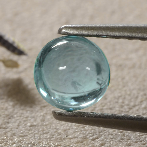 0.86캐럿 천연 미디엄 블루 그린 인회석, 라운드 컷, 투명한