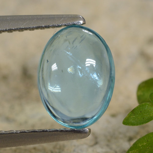 1.07캐럿 천연 라이트 블루 아파타이트, 타원형 컷, 8×5.9 mm, 투명한