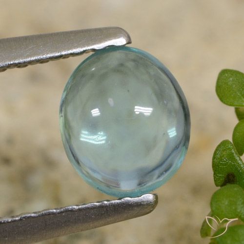 0.66ct 자연스러운 매우 밝은 청록색 인회석, 타원형, 투명한