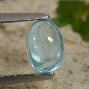 0.67캐럿 천연 라이트 청록색 아파타이트, 타원형 컷, 6.9×4.8 mm, 투명한
